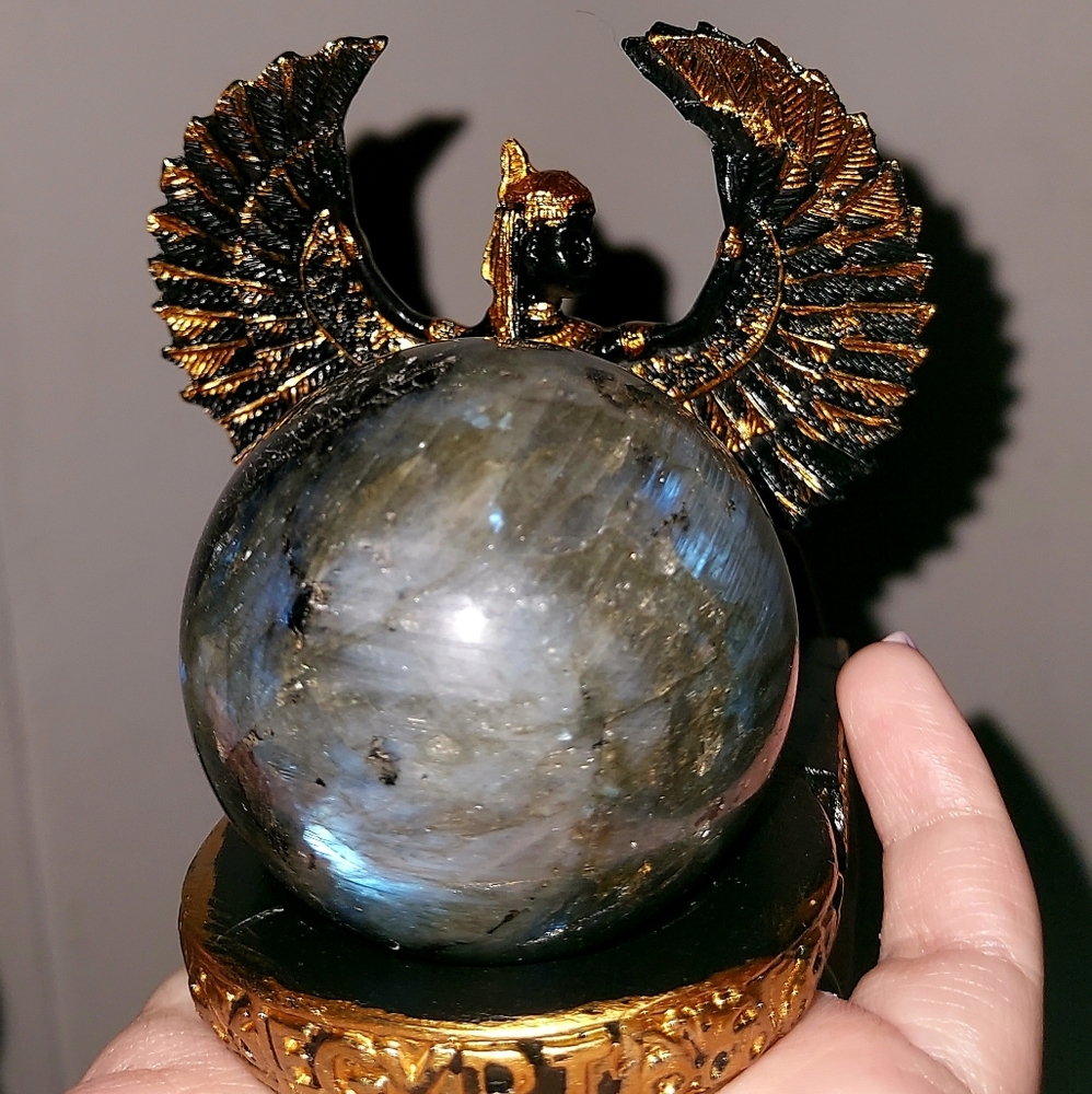 Egyptian Sphere Stand With Crystal Sphere